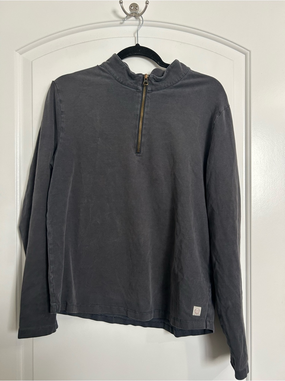 Marine Layer Men's Quarter Zip Pullover Sweater Grey Size M Preppy Minimalist